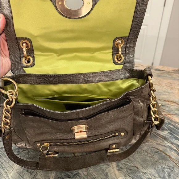 Coach Sydney Special Edition Turnlock Satchel Shoulder Bag Embossed Lizard